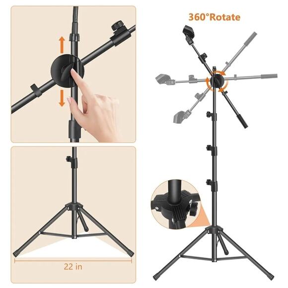 Mic Stand, 6 in 1 Microphone Stand, Floor Boom Mic Stand, Support Boom By Ramzi - Picture 2 of 6